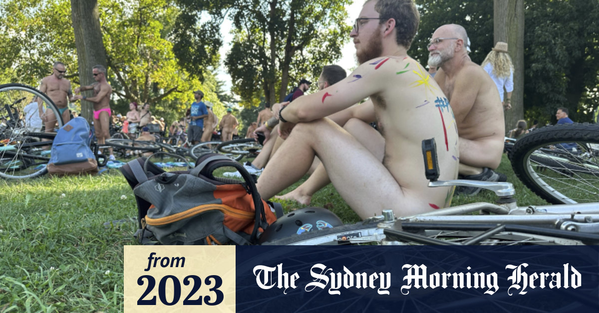 Riders in various states of undress cruise streets in 14th Naked Bike Ride